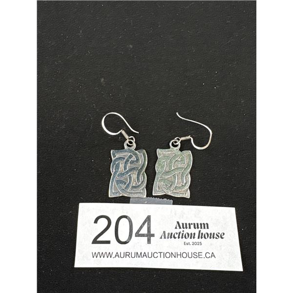 Pair of Sterling Silver Celtic Design Earrings, Tested but Unmarked
