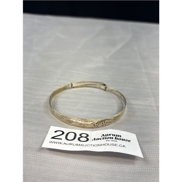 Vintage Silver American Native Bangle, Self Adjusting