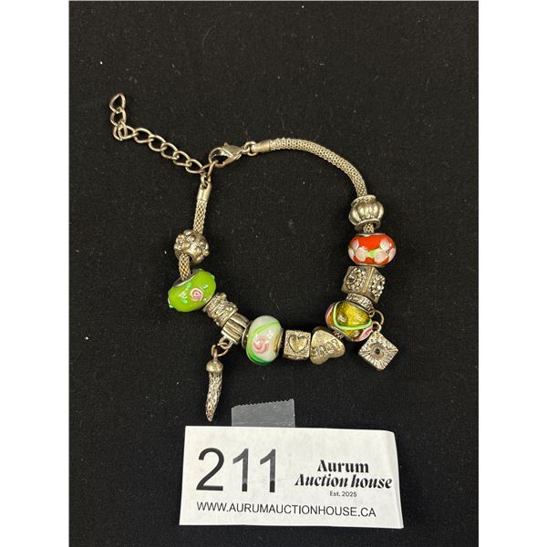 Silver Plated Charm Beads Bracelet