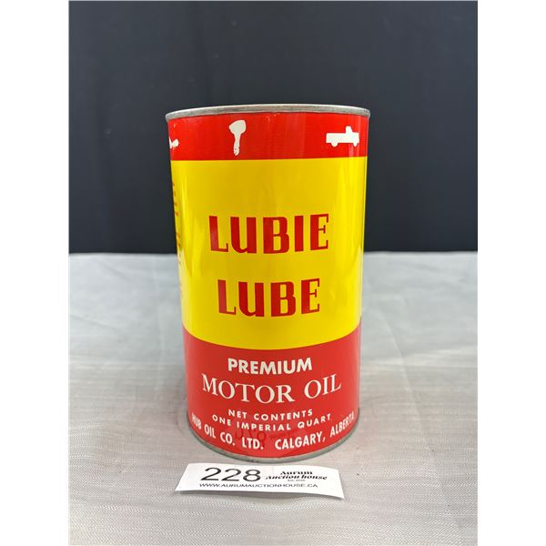 Full Vintage Lubey Lube Motor Oil Tin Calgary Alberta