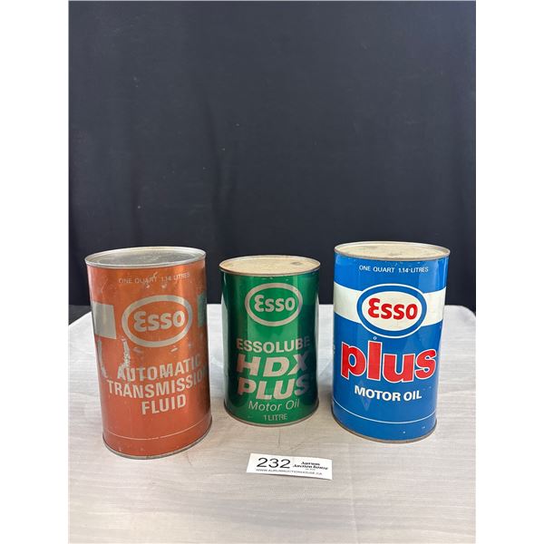 Lot of 3 Different Full Esso Cans