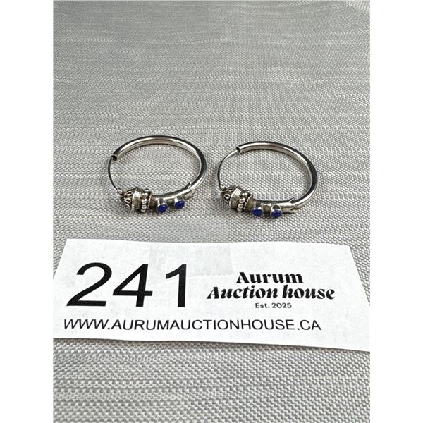 Pair of Sterl. Silver w/ Blue Lapis Lazuli Stones Earrings
