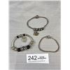Image 1 : 3 Silver Plated Bead Charms Bracelets