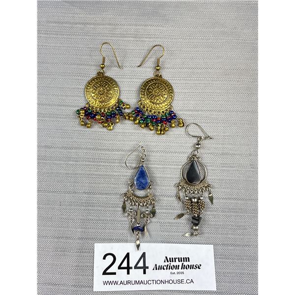 2 Pairs of Vintage Silver Dangle Earrings