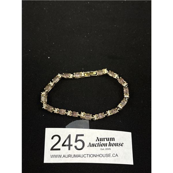 Gold Plated w/ Stones Tennis Bracelet, Unmarked