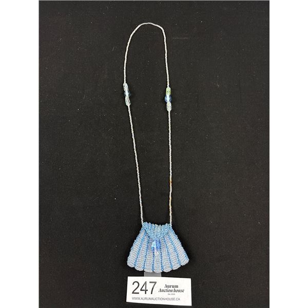 Vintage Hand Crafted Tiny Beads Purse Pendant w/ Chain Necklace