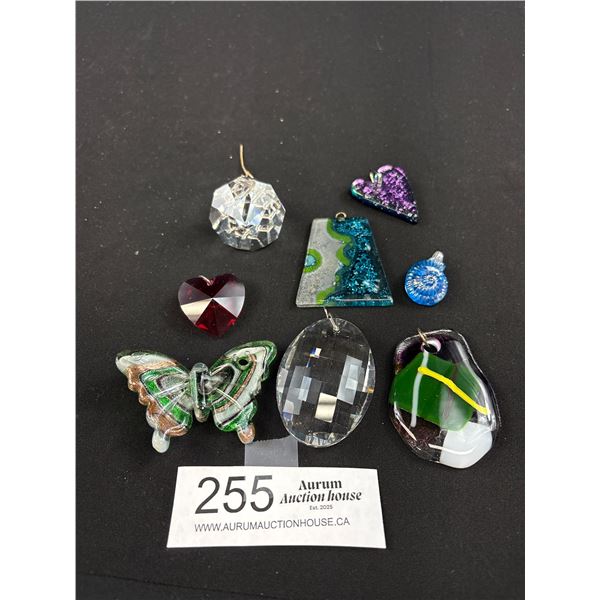 8 Crystal + Art Glass Pendants