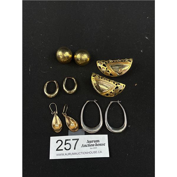 5 Pairs of Gold Plated Earrings, One Marked Belebl