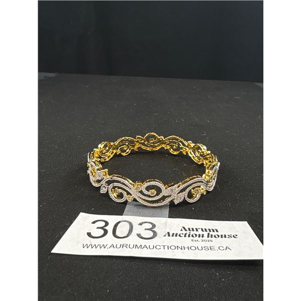 Quality Gold Plate Faux Diamond Bangle Beauty! Quality Solid