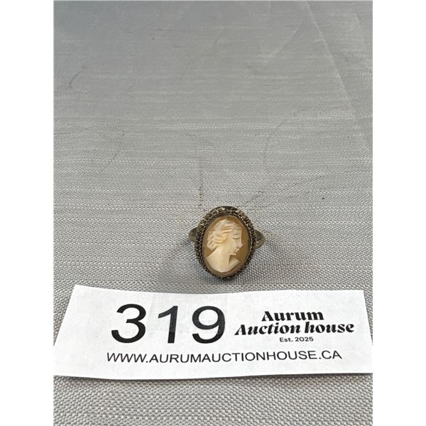 Antique Victorian Silver Ring Marked 800 Genuine Cameo