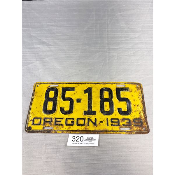 1939 Oregon License Plate