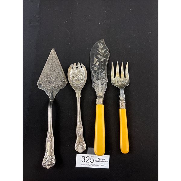 4 Ornate Antique Silver Plated Serving Piece's