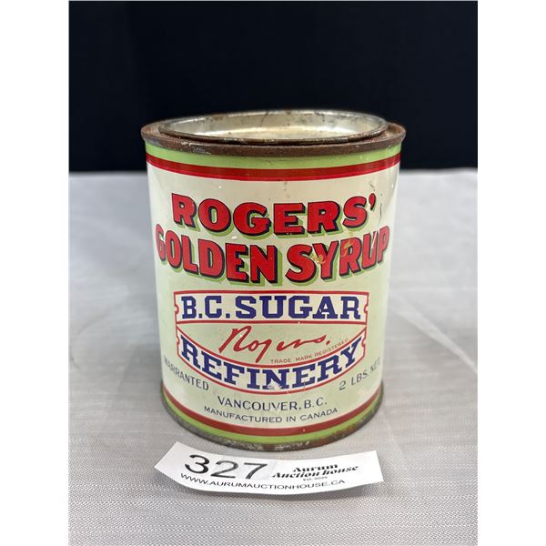 Early Vintage Small 2lb Rogers Golden Syrup Can Great Train Graphics on Side, Approx 4" Tall