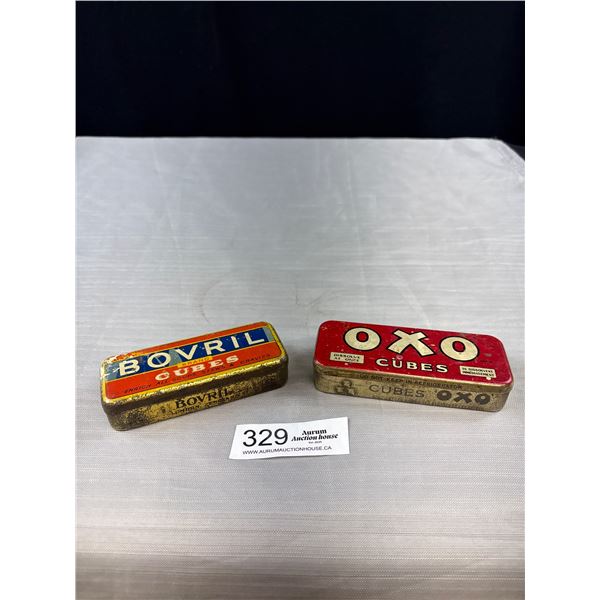 2 1950's Bovril & Oxo Cubes Tins, Each Approx 5" Long