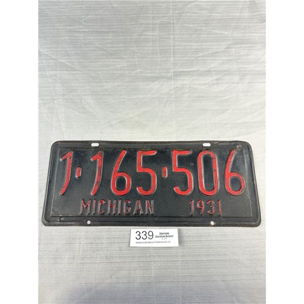 1931 Michigan License Plate