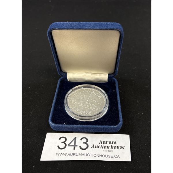 Hard to Find 1751-1951 Canadian "Big Nickel" 5 Cent Piece Oversized w/ Case