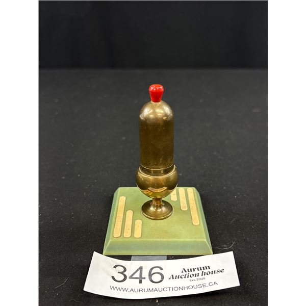 Rare 1920's Art Deco Bakelite & Brass Table Lighter ,Works, Approx 3 1/2" Tall