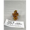 Image 1 : Vintage Hand Crafted Sterling Silver w/ Natural Amber Stones Ring, Marked Sterling