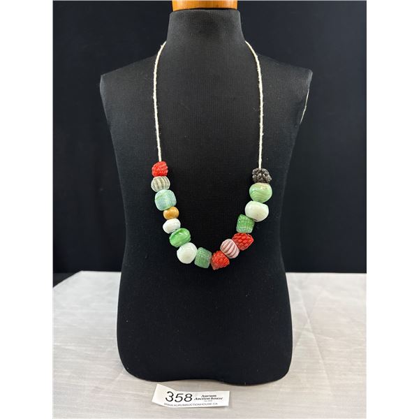 Vintage Heavy Glass Stone Beads Necklace