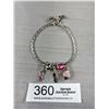 Image 1 : Beautiful Silver Plated Charm Bracelet w/ Toque Clasp Excellent Condition