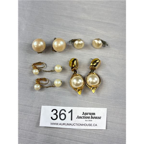 4 Pairs of Vintage Pearls Earrings