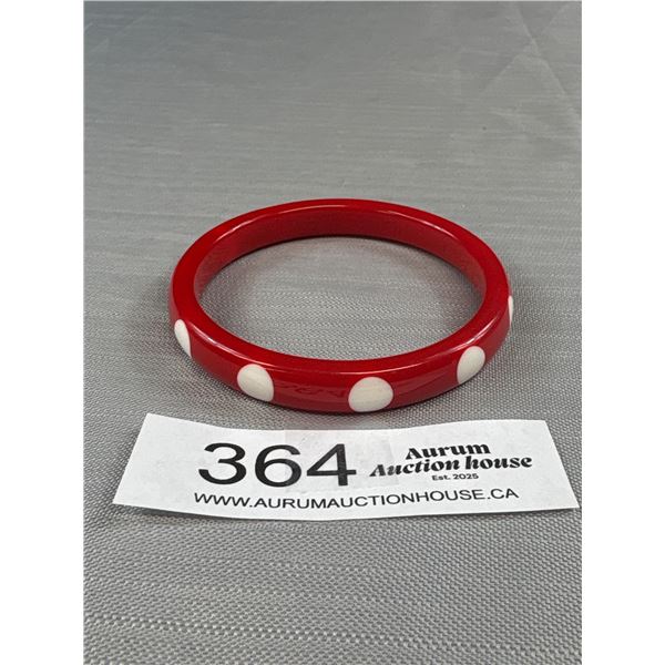 Vintage Red w/ White Polka Dot Lucite Bangle