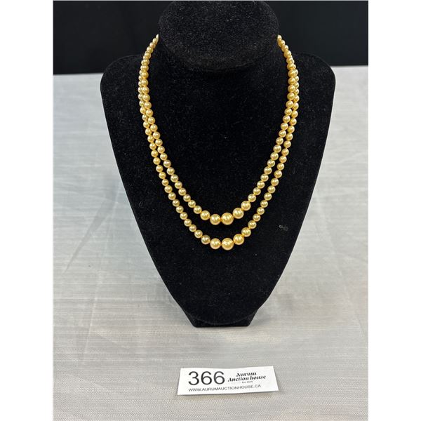 Vintage Graduated Double Strands Pearls Necklace Original Clasp