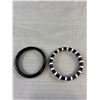 Image 4 : 2 Vintage Black Lucite Bangles One w/ White Inlay