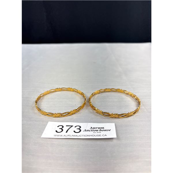 2 Lovely 18k Gold Plated Hand Crafted Bangles