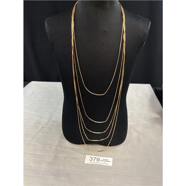 Lovely Gold Plated 5 Strands Chain Necklace