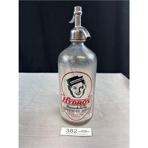Antique Hydrox Sparkling Seltzer Bottle with Nice Graphics!