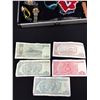 Image 9 : Nice Small Display Case Full of World Notes, Old Wrist Watches and Patches