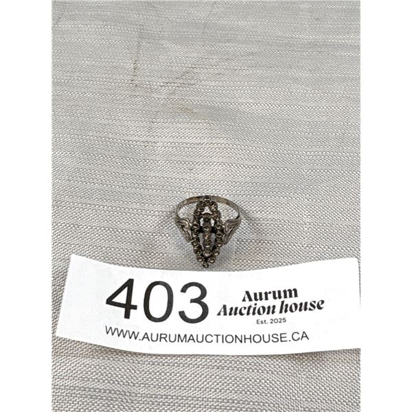 Antique Victorian Sterling Silver Marcasite Ring C.1900's
