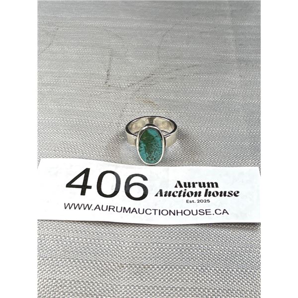 Vintage C.1970's Solid Sterling Silver Turquoise Ring