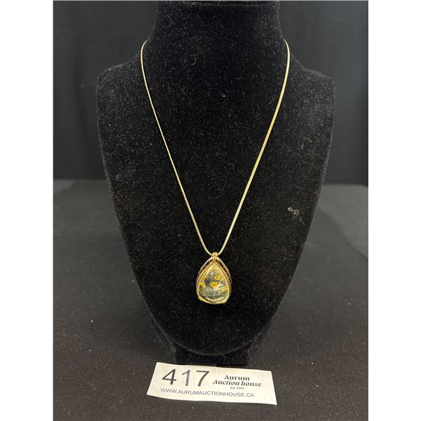 Genuine Vintage Rutilated Quartz Gold Necklace