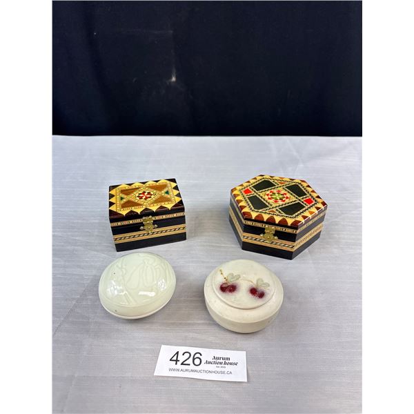 Jewelry Box Collection 2x Wood Inlay, 2x Cermanic