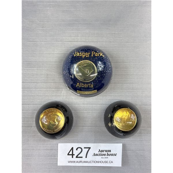 Vintage Canadian Coins in Lucite