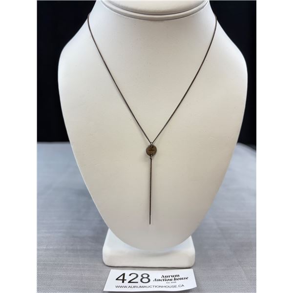 Italian (Raw) Sterling Necklace with Circular Drop