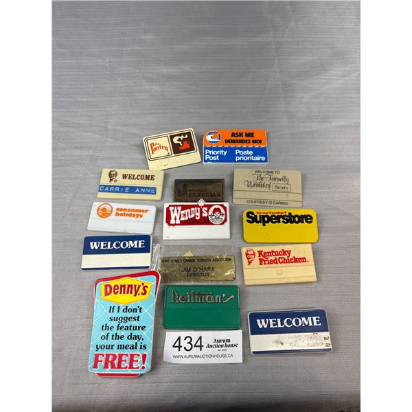 Lot of Vintage Employee Badges, Sears, Kentucky Fried Chicken, Etc.
