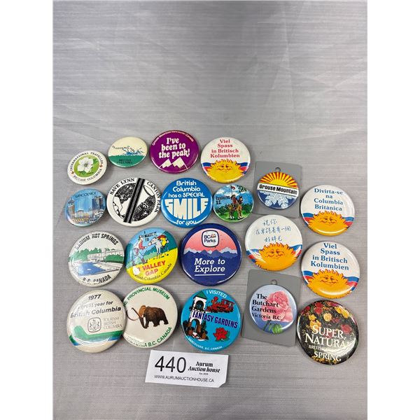 20 Vintage BC + Vancouver Pins/Badges