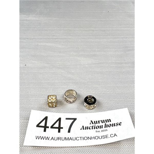 3 Collector Beads 2 Marked .925 + 1 Marked ALE for Pandora