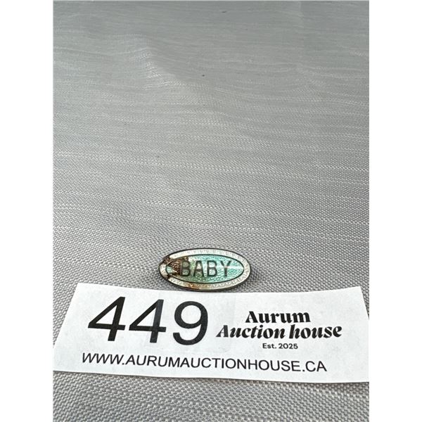 Nice Sterling+ Enamel 1920's "Baby" Brooch (Note Chip)