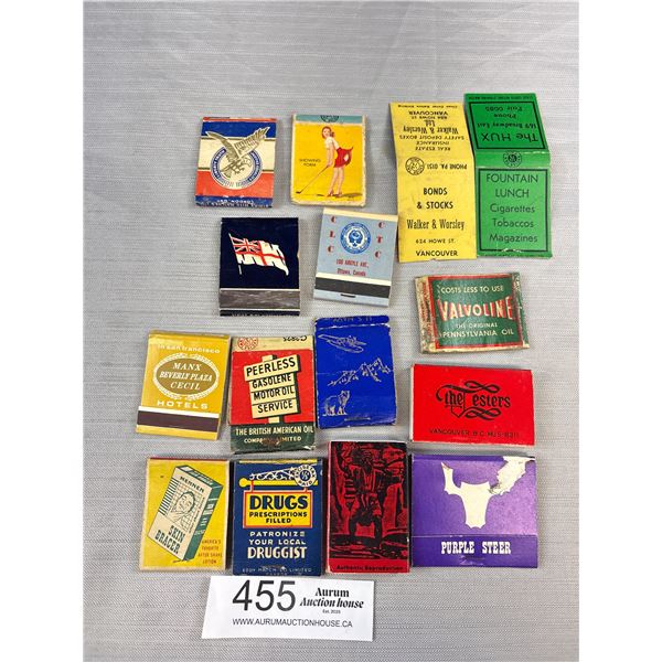 15 Vintage Matchbooks + Boxes (Mostly Vanc. Companies)