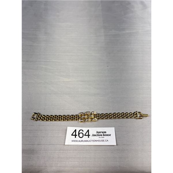 Beautiful Gold Plated Bracelet w/ Stones 7 Inches Length Unmarked