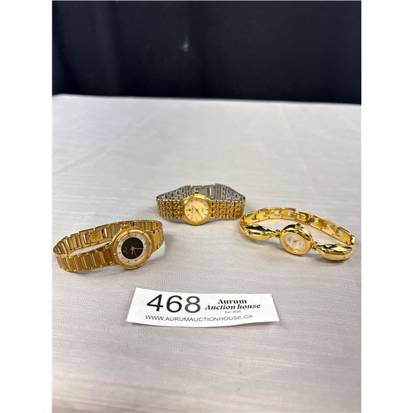 3 Gold Plated Ladies Quartz Watches Titan, Jules Jurgensen, Ilona, Batteries Required