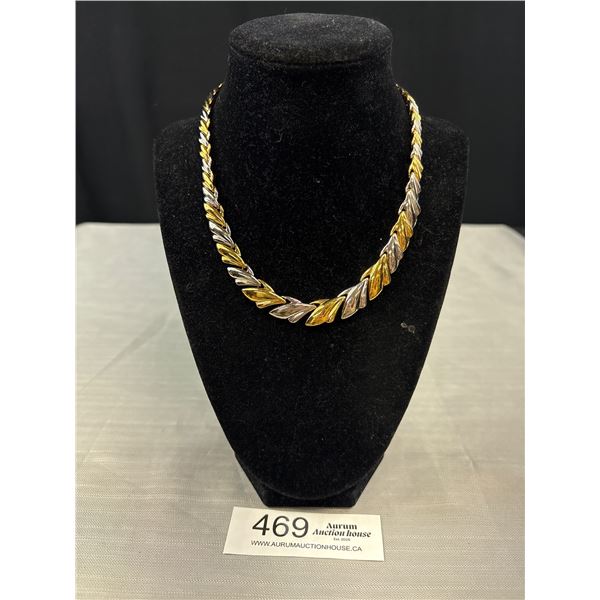 Gorgeous Gold + Silver Plated Choker Necklace 15" Length