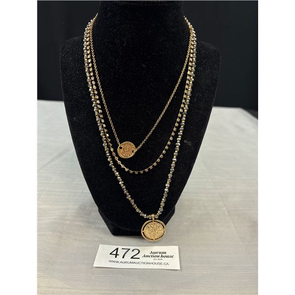 Nice Triple Strand Necklace w/ Pendants