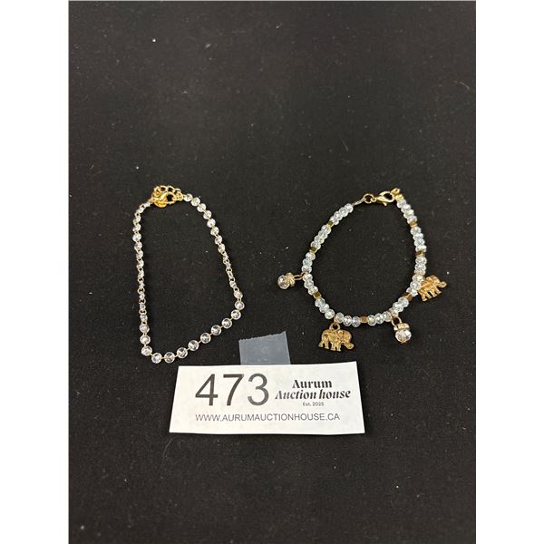 2 Beautiful Dainty Crystal Beads Bracelets