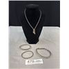 Image 1 : Vintage Rhinestones Necklace + 3 Brace;ets