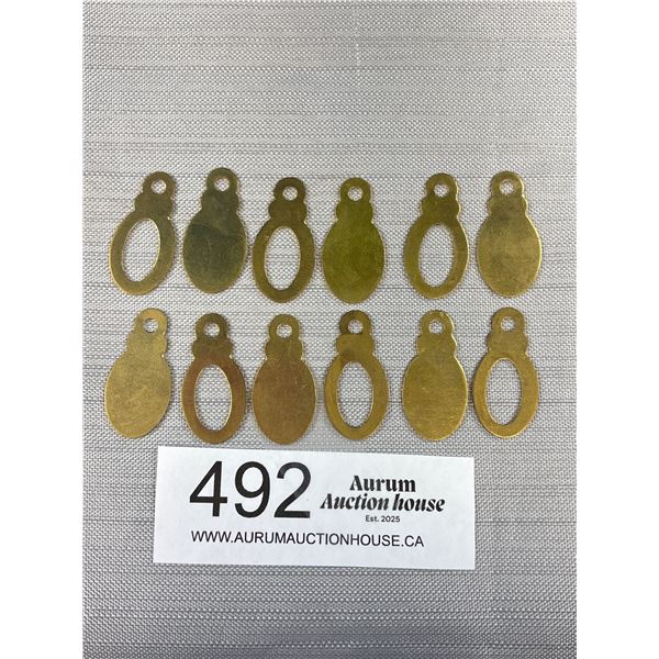 12 Vintage Brass Keyhole Covers